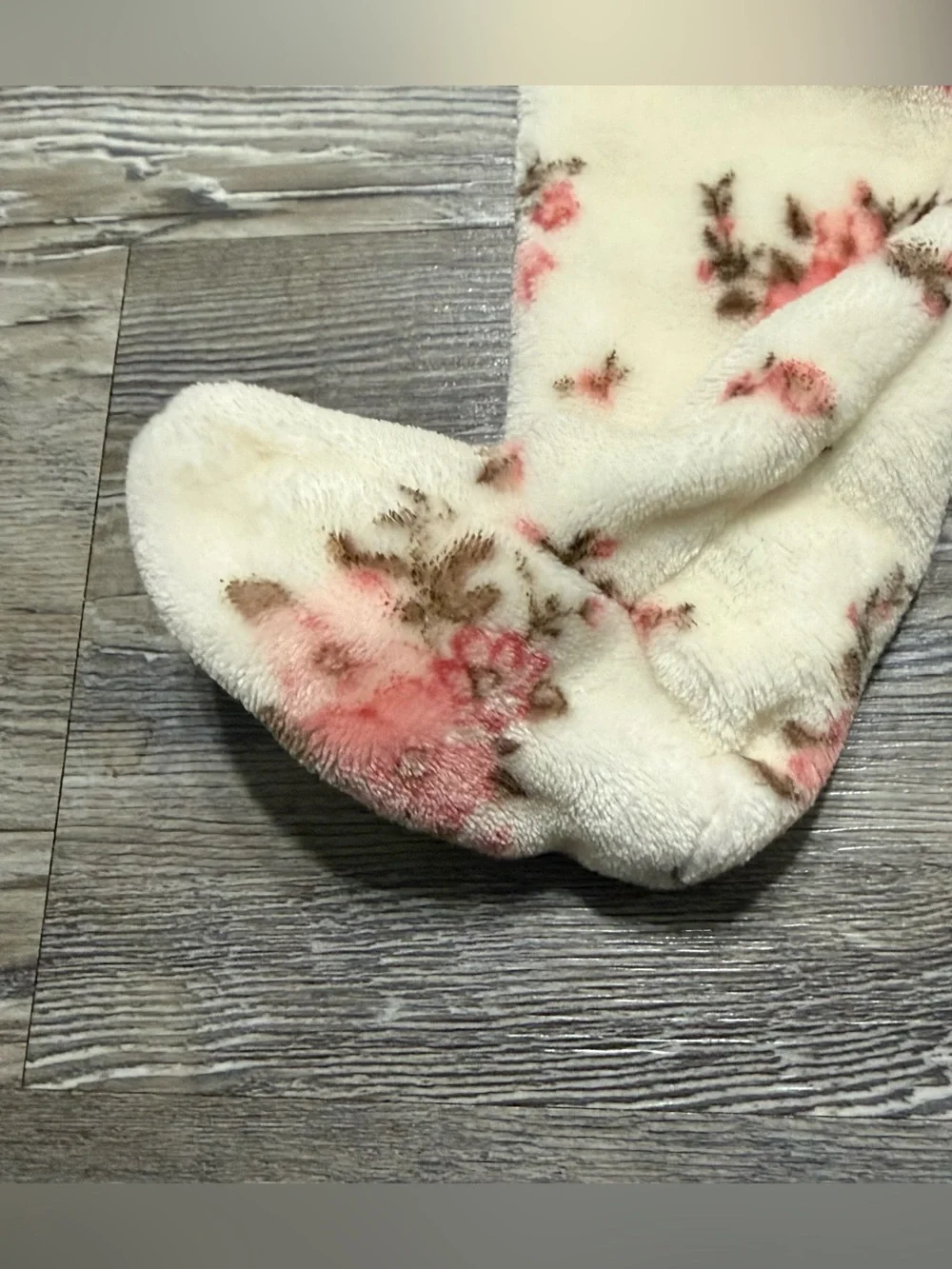Laura Ashley Baby Bunting 3-6M Cream Pink Floral Fuzzy Hooded Coverall
